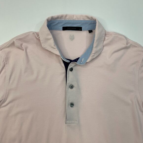 Greyson Polo Shirt Mens L Large Light Pink Long Sleeve Cotton Blend Ribbed Cuffs - Picture 3 of 10